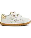 Bobux Scarpine Step Up Maverick - Bianco e Oro - Pelle Premium - Primi Passi Scarpe
