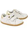 Bobux Scarpine Step Up Maverick - Bianco e Oro - Pelle Premium - Primi Passi Scarpe