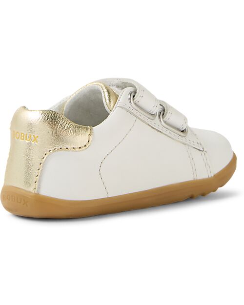 Bobux Scarpine Step Up Maverick - Bianco e Oro - Pelle Premium - Primi Passi Scarpe