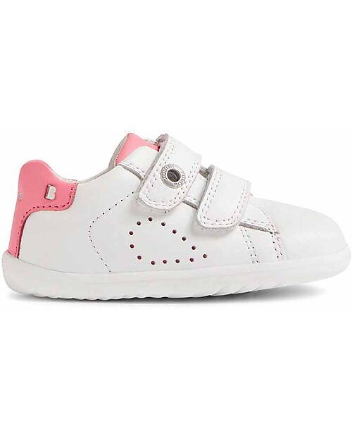Bobux Scarpine Step Up Maverick - Bianco e Pink Lemonade - Pelle Premium - Primi Passi Scarpe