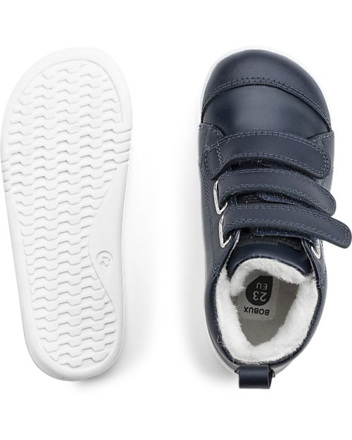 Bobux Scarponcino I Walk Hi Court Switch Arctic - Blu Navy - Rivestimento in Lana Merino - Camminatori Esperti Scarpe