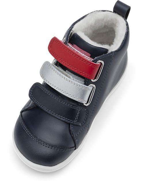 Bobux Scarponcino I Walk Hi Court Switch Arctic - Blu Navy - Rivestimento in Lana Merino - Camminatori Esperti Scarpe