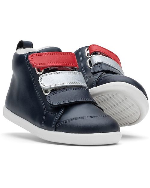 Bobux Scarponcino I Walk Hi Court Switch Arctic - Blu Navy - Rivestimento in Lana Merino - Camminatori Esperti Scarpe