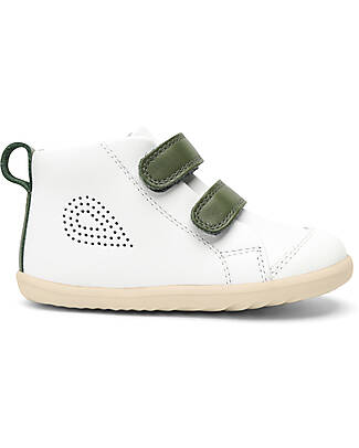 Bobux Scarponcino Step Up Hi Court - Bianco/Forest - Suola Super Flessibile Scarpe