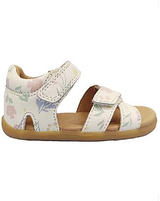Bobux Step Up Flora Sandals - White Floral - Premium Leather - First Steps Shoes