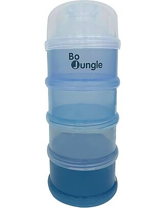BoJungle Contenitore per Latte in Polvere o Snack Impilabili - Classy Blue - Con 4 Scomparti Ermetici Contenitori per Alimenti