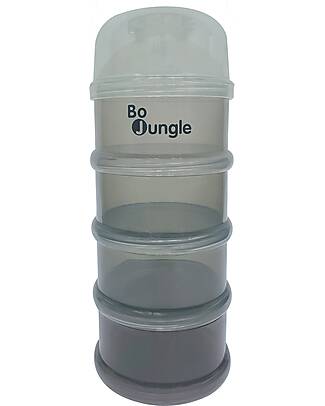 BoJungle Contenitore per Latte in Polvere o Snack Impilabili - Shady Grey - Con 4 Scomparti Ermetici Contenitori per Alimenti