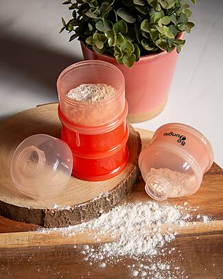 BoJungle Contenitore per Latte in Polvere o Snack Impilabili - Tinted Terracotta - Con 4 Scomparti Ermetici Contenitori per Alimenti