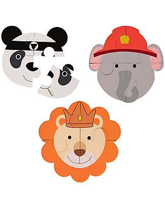 BoJungle Set 3 Puzzle Adesivi Animali - Panda Elefante Leone - 3+ Anni Puzzle