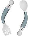 BoJungle Set Cucchiaio e Forchetta Flessibili - Pastel Blue - 4+ Mesi Posate