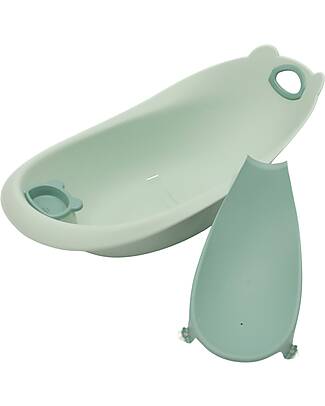 BoJungle Vasca Bagnetto Orso con Riduttore - Sage Green - Ergonomica Vaschette e Accessori
