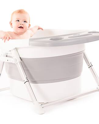 BoJungle Vaschetta Pieghevole Primi Bagnetti - Grigio e Bianco - 80 x 57 x 42 cm Vaschette e Accessori