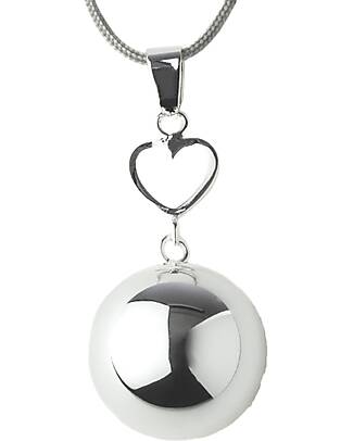 Bola Pregnancy Jewel Bola Pregnancy Necklace - Silver with Heart Teething Necklaces