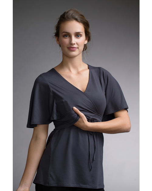 Boob Amanda - Maglia Elegante Premaman e Allattamento - Grigio Grafite (fresca fibra di Eucalipto) Canottiere