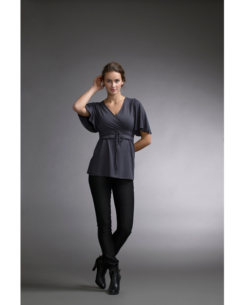 Boob Amanda - Maglia Elegante Premaman e Allattamento - Grigio Grafite (fresca fibra di Eucalipto) Canottiere