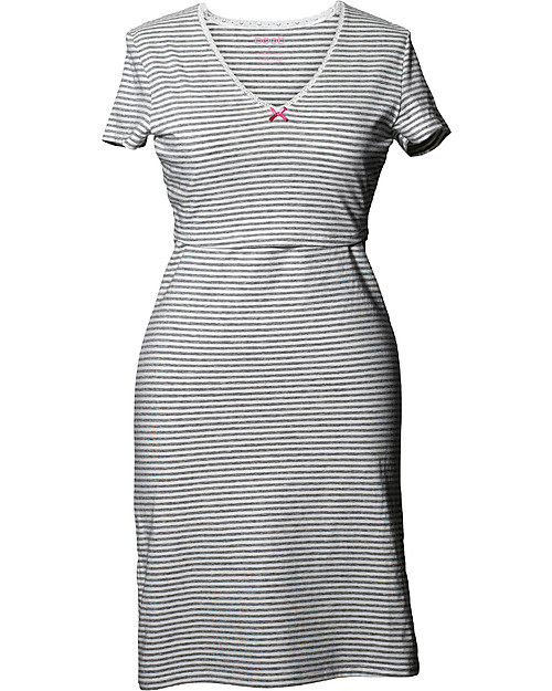 Boob Camicia da Notte Premaman e Allattamento - Grigio a righe - Cotone Bio Camicie da Notte