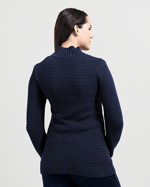 Boob Elisa, Maglione Premaman e Allattamento a Costine in Cotone Bio - Blu Felpe