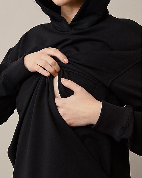 Boob Felpa Oversize con Cappuccio per Maternità e Allattamento - Nero - Cotone Bio Felpe
