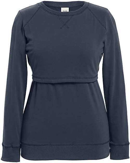 Boob Felpa Premaman e Allattamento con Scaldapetto - Blu Acciaio - Cotone Bio Felpe
