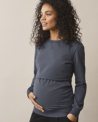 Boob Felpa Premaman e Allattamento con Scaldapetto - Blu Acciaio - Cotone Bio Felpe