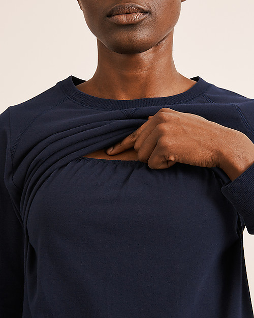 Boob Felpa Premaman e Allattamento con Scaldapetto, Blu Notte - Pannello felpato sul seno Felpe