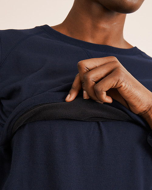 Boob Felpa Premaman e Allattamento con Scaldapetto, Blu Notte - Pannello felpato sul seno Felpe