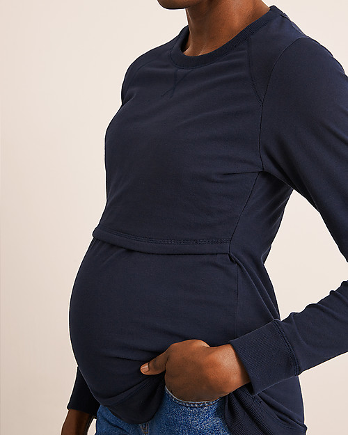 Boob Felpa Premaman e Allattamento con Scaldapetto, Blu Notte - Pannello felpato sul seno Felpe