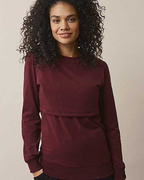 Boob Felpa Premaman e Allattamento con Scaldapetto - Bordeaux - Cotone Bio Felpe