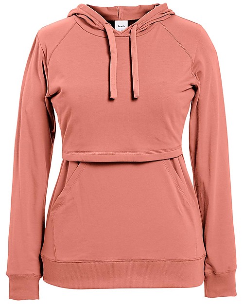 Boob Felpa Premaman e Allattamento con Scaldapetto e Cappuccio - Rosa Salmone - Cotone Bio Felpe
