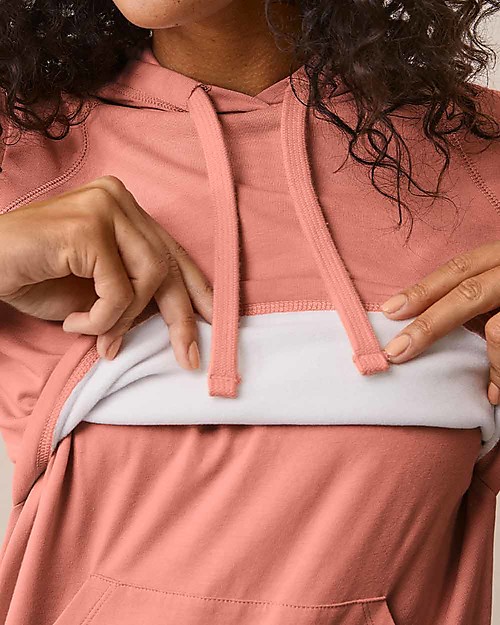 Boob Felpa Premaman e Allattamento con Scaldapetto e Cappuccio - Rosa Salmone - Cotone Bio Felpe