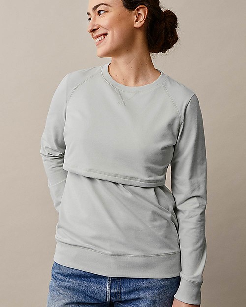 Boob Felpa Premaman e Allattamento con Scaldapetto - Grigio Ghiaccio - Cotone Bio Felpe