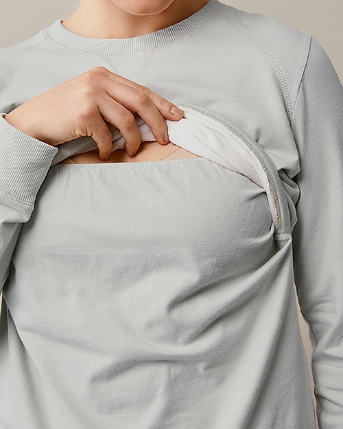 Boob Felpa Premaman e Allattamento con Scaldapetto - Grigio Ghiaccio - Cotone Bio Felpe
