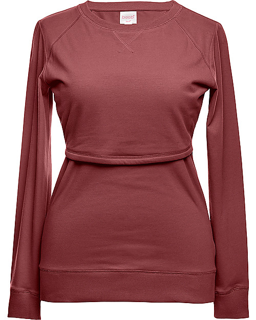 Boob Felpa Premaman e Allattamento con Scaldapetto, Rosso Pompei - Pannello felpato sul seno Felpe