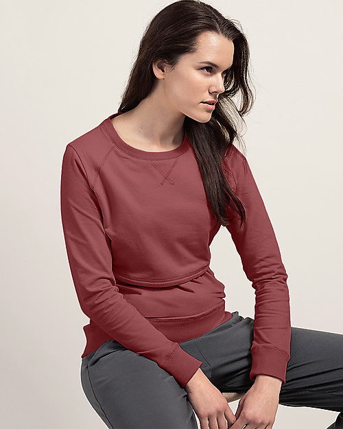 Boob Felpa Premaman e Allattamento con Scaldapetto, Rosso Pompei - Pannello felpato sul seno Felpe