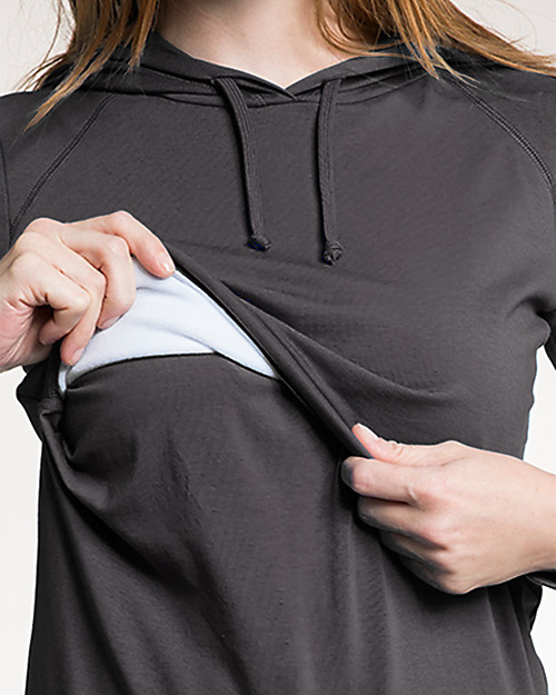 Boob Felpa Premaman e Allattamento in Cotone Organico con Cappuccio e Scaldapetto - BIO -Grigio Felpe