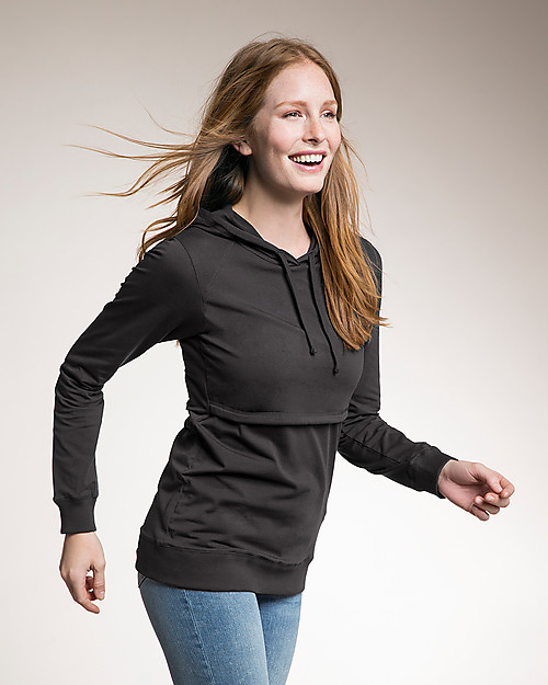 Boob Felpa Premaman e Allattamento in Cotone Organico con Cappuccio e Scaldapetto - BIO -Grigio Felpe