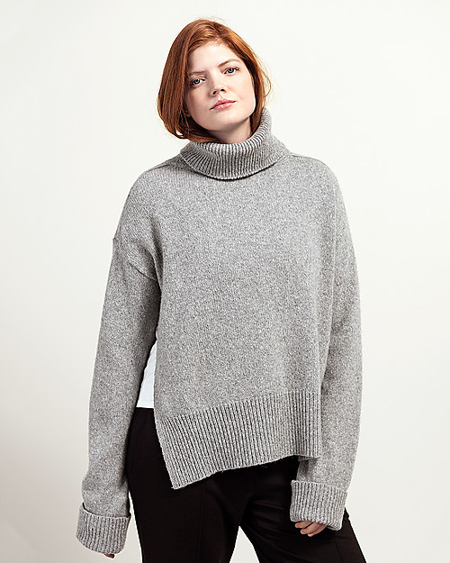 Boob Jamie, Maglione Collo Alto Premaman e Allattamento in Lana Riciclata - Grigio Melange Felpe