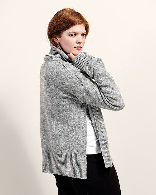 Boob Jamie, Maglione Collo Alto Premaman e Allattamento in Lana Riciclata - Grigio Melange Felpe