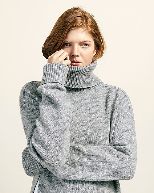 Boob Jamie, Maglione Collo Alto Premaman e Allattamento in Lana Riciclata - Grigio Melange Felpe