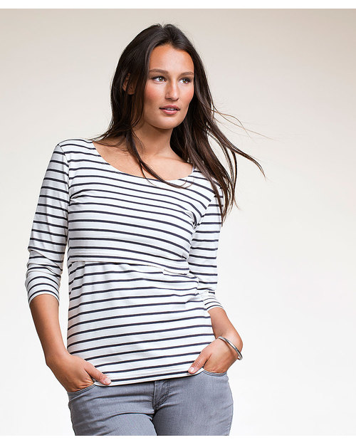 Boob Maglia Allattamento Simone Righe Nere - Cotone Bio Maglie Manica Lunga