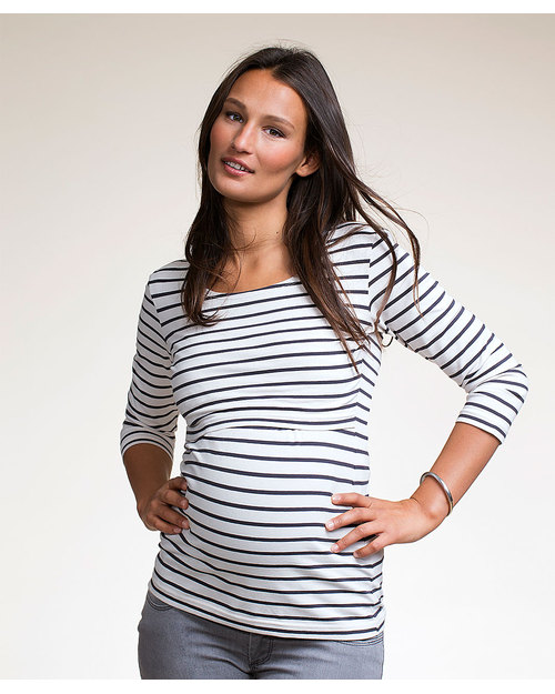 Boob Maglia Allattamento Simone Righe Nere - Cotone Bio Maglie Manica Lunga