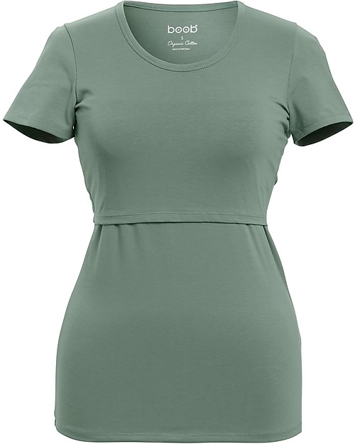 Boob Maglia Maniche Corte Premaman e allattamento Classic - Verde - Cotone bio T-shirt