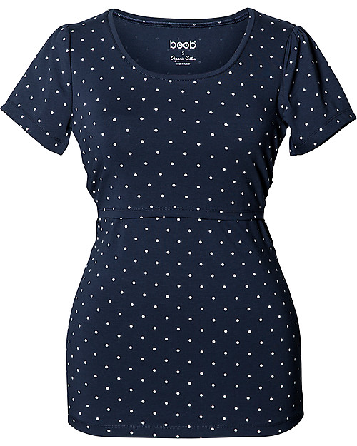 Boob Maglia Premaman e Allattamento, Blu/Pois Cotone Bio donna