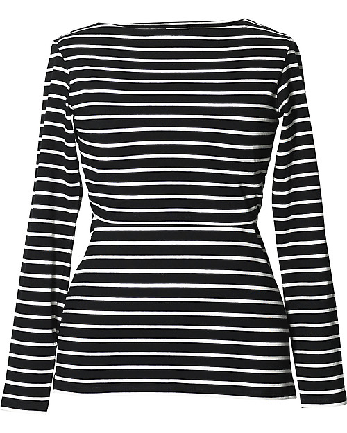 Boob Maglia Premaman e Allattamento Simone - Righe Nere e Bianche - Cotone Bio Maglie Manica Lunga