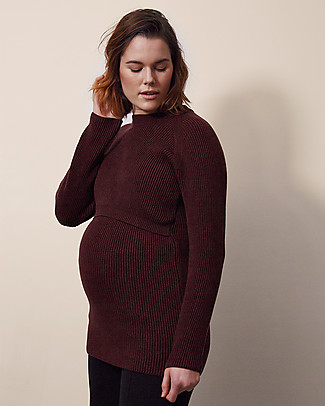 Boob Maglione Premaman e Allattamento in Cotone Bio a Maglia, Jenny - Prugna Maglioni