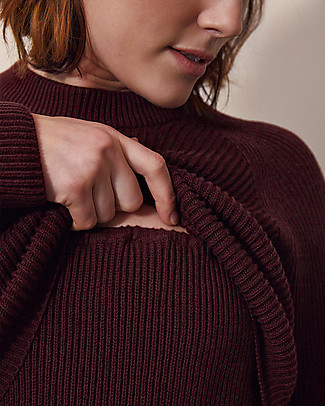 Boob Maglione Premaman e Allattamento in Cotone Bio a Maglia, Jenny - Prugna Maglioni