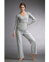 Boob Pantaloni del Pigiama Premaman e Post Parto - Fantasia a Righe Bianco Avorio/Grigio - Cotone Bio - Pigiami