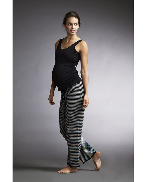 Boob Pantaloni del Pigiama Premaman e Post Parto - Fantasia a Righe Nero/Grigio - Cotone Bio Pigiami