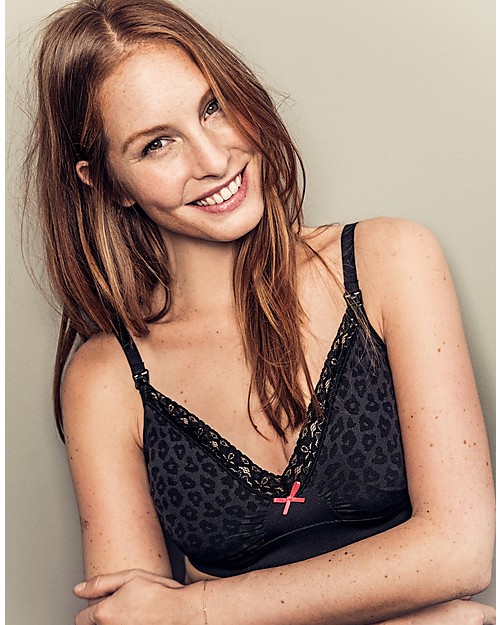 Boob Reggiseno Fast Food da Allattamento Senza Cuciture - Stampa Leopardo Nero/Grigio Reggiseni da Allattamento