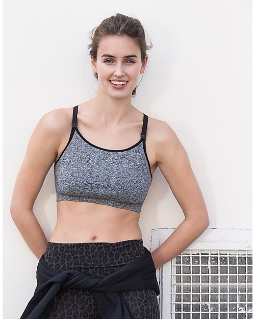 Boob Reggiseno Sportivo e Da Notte per Maternità e Allattamento Fast Food Soft Sports - Grigio Melange Scuro - Ecosostenibile Reggiseni da Allattamento